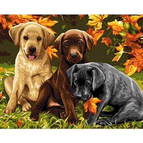 SDOYUNO Oil Painting By Numbers For Adult Dogs DIY 60x75cm Animals Paint By Numbers On Canvas Frameless Home Decor Wall Art