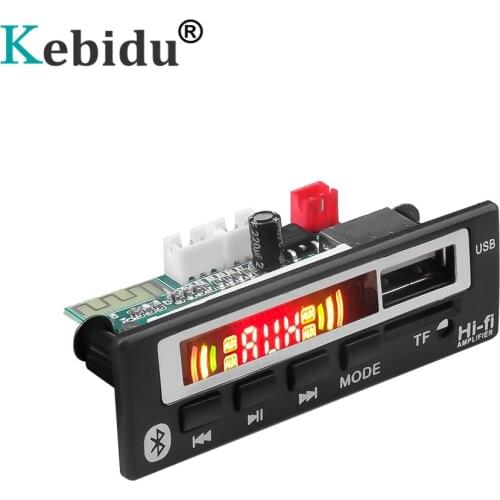 Kebidu 5V 12V Wireless Bluetooth 5.0 MP3 WMA WAV Decoder Board Audio Module Color Screen USB TF FM Radio For Car accessories