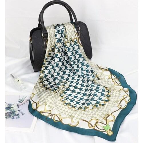 70*70cm Square women Silk Scarf Office Ladies hair neck Bandanna Headband foulard headcloth Muslim headscarf female FJ201