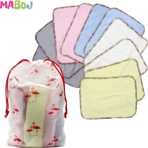 MABOJ 10pcs Baby Wipes Face Hand Towel Handkerchief Bamboo Fiber Burp Cloth Soft And Absorbent 2-layer Kindergarten Washcloth