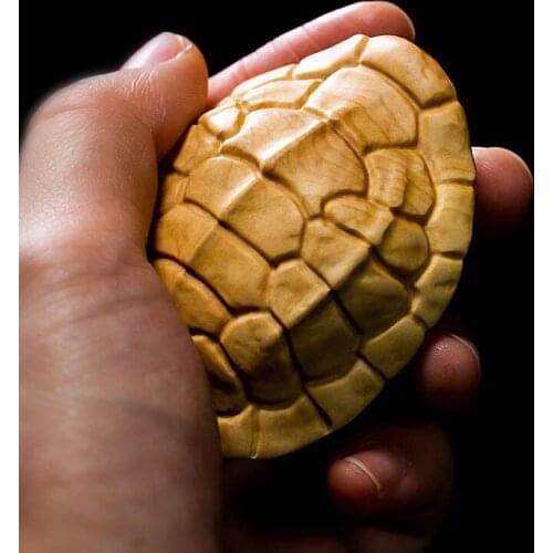 7cm Mythical Lucky Tortoise Shell Wood Good Luck Myth Animal Statue Arts Solid Wood Figurines Handmade Carved Home Decoration