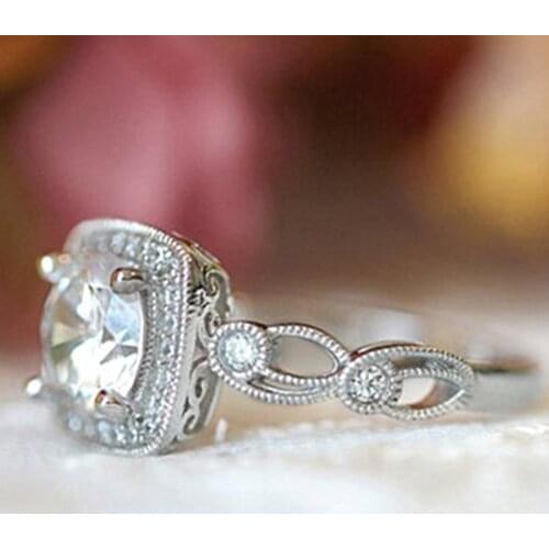 Milangirl Luxury Sparkly Square Zircon Color Ring For Women Engagement Wedding Shiny Ring Party Jewelry Female ring