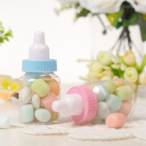 12pcs Mini Feeding Bottles Girl Boy Baby Shower Favor Boxes Package Christening Baptism Party Chocolate Candy Dragee Gift Bags
