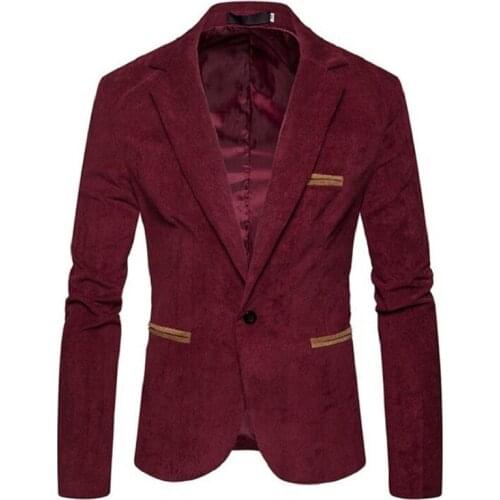 Mens Blazer Stylish Mens Fashion Blazers Velvet Coat Slim Formal Suit Blazer Business Jacket Corduroy Tops Weeding Work Homme