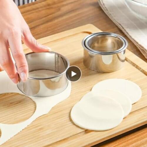 Cut Dumplings Mold Set Bakeware Pastry Tool Stainless Steel Round DIY Kitchen Silver Making Dumpling Skin Dough Pressing Machine