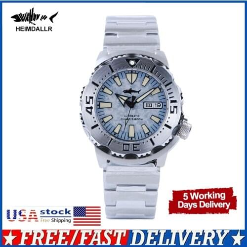 Heimdallr New Upgrade Monster V2 Automatic Self-Wind Mechanical Watch Sapphire C3 Luminous Stainless Diver Watches For Men