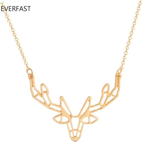Wholesale 10pc/lot Origami Elk Head Pendant Collar Necklaces Cute Animal Horn Lovers Jewelry Accessories Anime Women