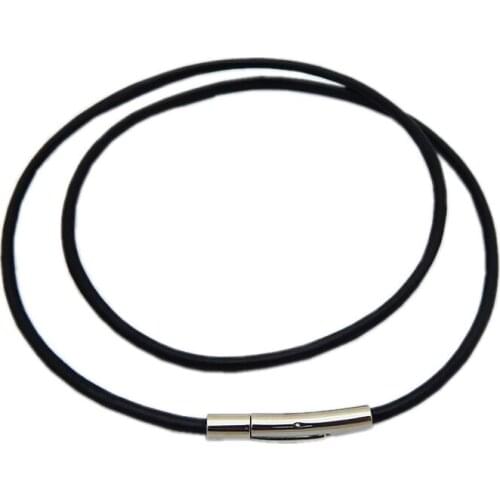 Trendy 2MM/3MM/4MM/5MM Black Color Leather Chokers Necklaces for Women Men Rope Chain Stainless Steel Magnetic Clasp Jewelry