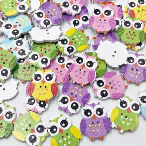 50pcs Mix Color Baby Owl Birds Carton Buttons Kid' Baby Sewing Craft Lots 25*21 mm WB216