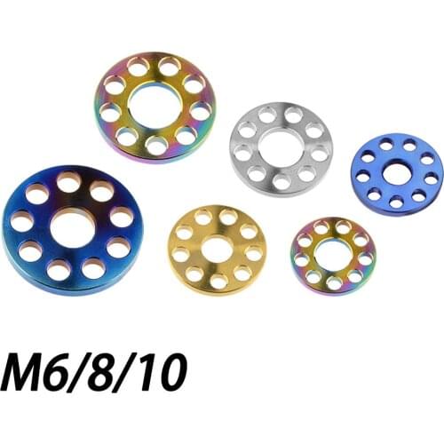 Xingxi Bolt M6 M8 M10 Titanium Drilled Spacer Washer for Motorcycle Modification 9 Holes Ti Washers
