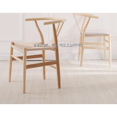 Y chair solid wood Nordic simple modern dining chair leisure armrest backrest home wooden chair Chinese rattan study chair