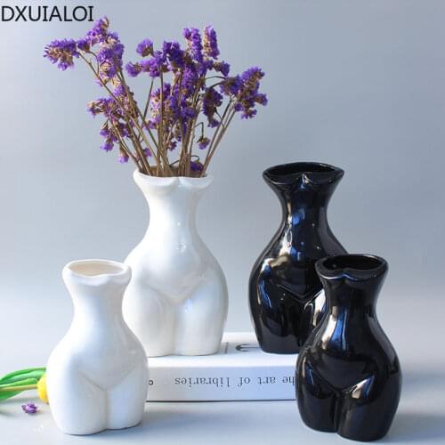 DXUIALOI Nordic Creative Ceramic Bust Portrait Art Vase Living Room Flower Arrangement Desktop Art Decoration Home Decoration