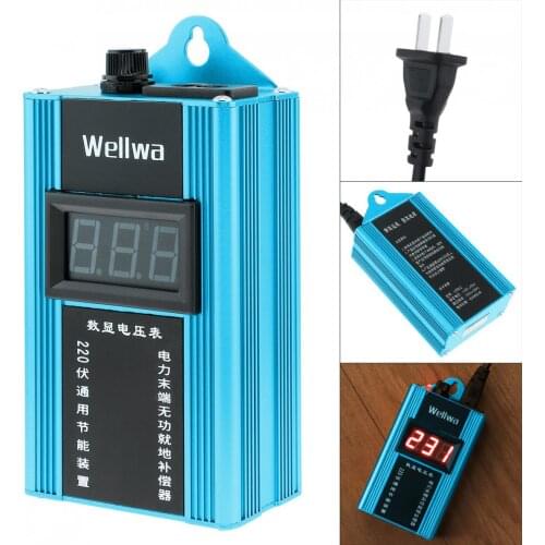 Blue 100KW 110V-220V Smart Power Energy Saver Household Meter Electricity Saving Box with Electronic Screen for Family Factory