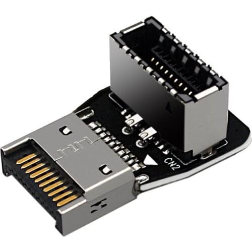 USB 3.1 Type-E Motherboard 20pin Header Angled 90 Degree Adapter Male to Female Connector Plug Extender for Type-C Bracket Cable