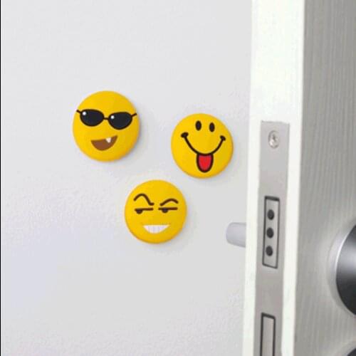 Funny Smiling Facial Expression Thickening Rubber Pads Floor Wall Protector Self Adhesive Soft Door Stops Doors Handle Stopper