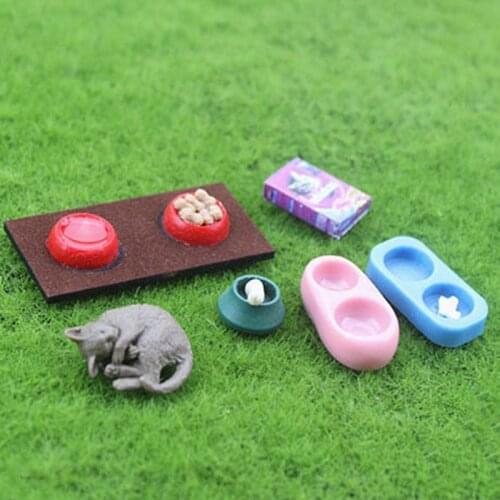 1PC Food Bowl Cat Dog Food Container Mini Resin Pet For 1/6 1/12 Dollhouse Pretend Furniture Toy Gift For Children