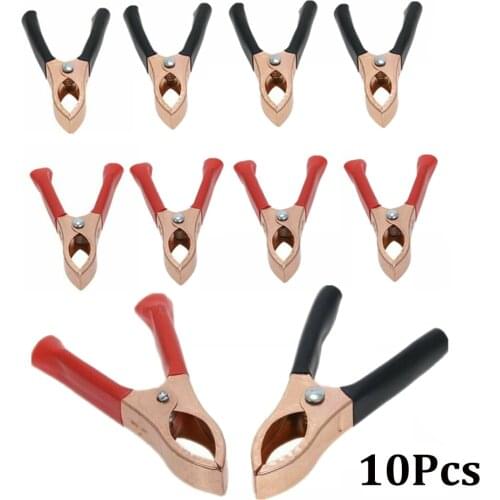 10Pcs 30A Red Black Crocodile Clip Alligator Car Battery Insulated Clips Clamps Battery Clamps Battery Test Lead Clips Dropship