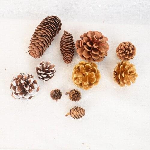 10Pcs Wooden Pineapple Ball Office Decorates Christmas Tree Pine Cone For Family 4-5cm DIY Decorative Candle Autumn Decoration
