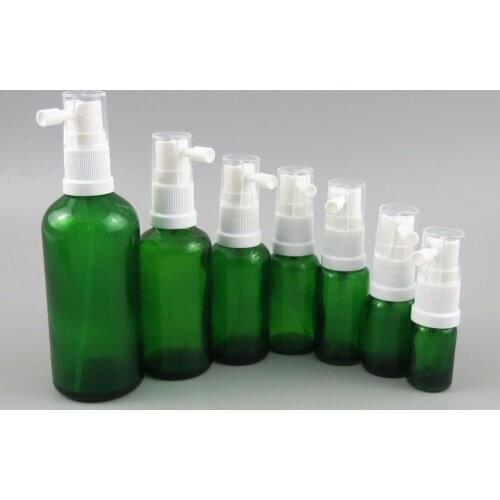 20X Glass Green Empty Refillable Nasal Spray Bottle With Plastic White Atomizer Makeup Water Container Travel Home Use 5ml-100ml
