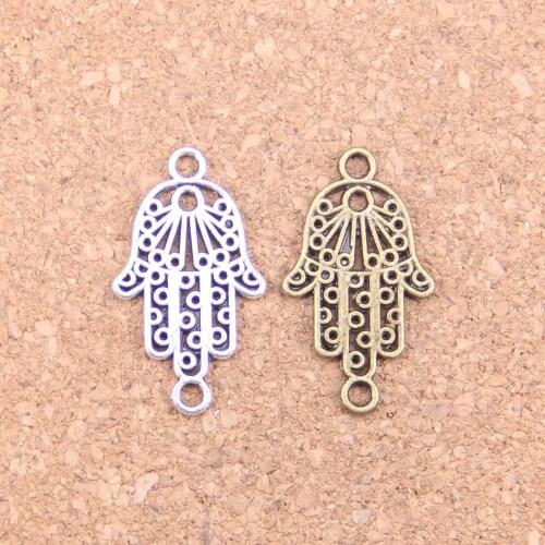 24pcs Charms hamsa hand protection connector 26x15mm Antique Pendants,Vintage Tibetan Silver Jewelry,DIY for bracelet necklace