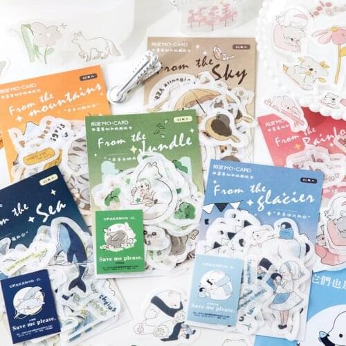 6PACKS/LOT Embrace the endangered one series markers photo album decoration seal DIY paper masking washi Sticker