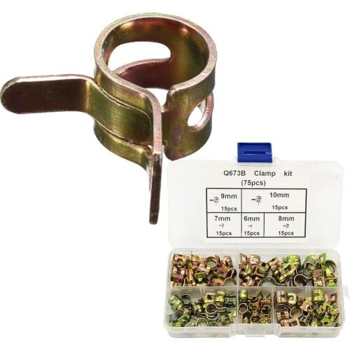 75PCS Spring Band Type Action Fuel Line Silicone Vacuum Hose Pipe Clamp Low Pressure Air Clip Clamps Fasteners Assortment Kit