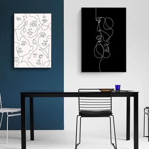 Abstract Line Canvas Black White Wall Art Minimalist Print Painting Nordic Poster Woman Body Picture Modern Living Room Decor