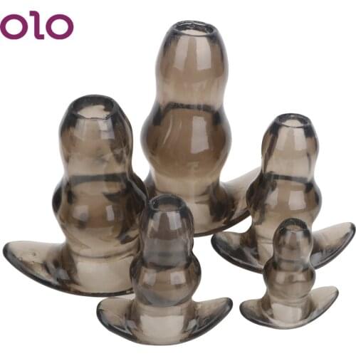 OLO 5 Sizes Hollow Anal Plug Butt Plug Anal Dilator Enema Soft Speculum Prostata Massager Sex Toys For Woman Men Adult Products