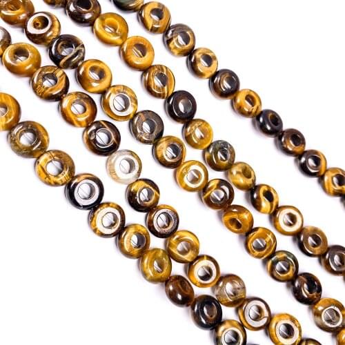 1 Strand 20Pcs 10x4mm Natural Brown Tiger Eye Gem Large Hole Beads For DIY Jewelry Making Accessories 15.5Inch Exquisite Gift