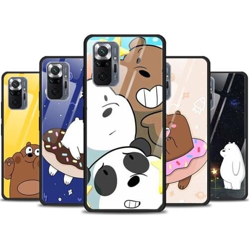 Hot Anime Cute Bear For Xiaomi Redmi K40 K30 K20 9T 9C 9A 9 8A 7 Pro Plus Tempered Glass Phone Case
