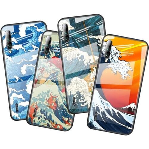 Tempered Glass Cover Japanese Wave Art For Xiaomi Mi 11 11i 10T CC9E CC9 9T Note 10 Ultra Pro Lite 5G Phone Case