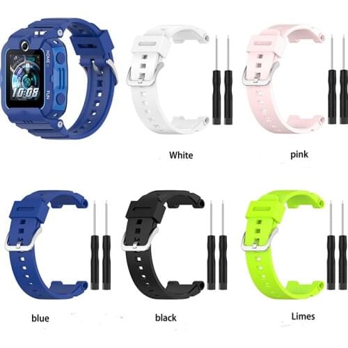 Childrens Silicone Watch Strap 18mm Watchband for HUAWEI Watch 4 Pro / 4X Black/White/Pink/Blue/Lime Color