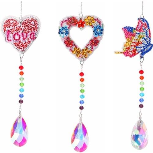 DIY 5D Mosaic Sun Catcher Jewelry Diamond Painting Kit Rhinestone Wind Chime Window Garden Wall Hanging Room Decoration Crafts
