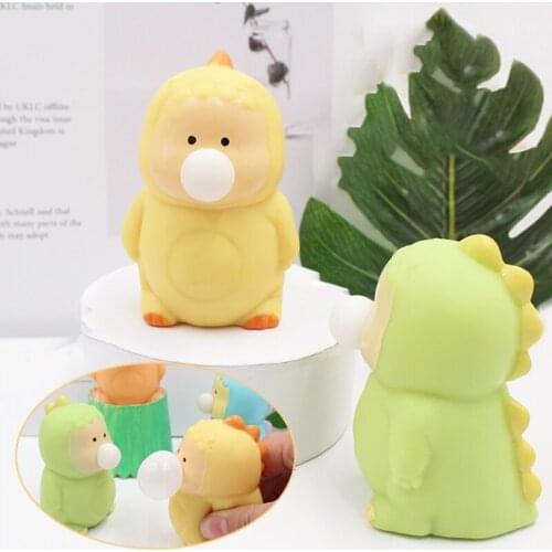 Fidget Toy Dinosaur Pinch Toy Easter Egg Party Gift w/ Bubble Blowing Squishy Ball Spoof Toy for Adults Anxiety Release