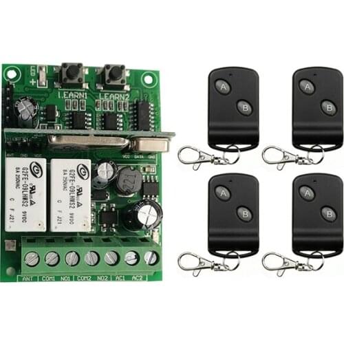 Individual learning code DC9V 12V 24V 10A 2CH Remote Control Switch Power Wireless Relay Receiver +Transmitter Light /shutters