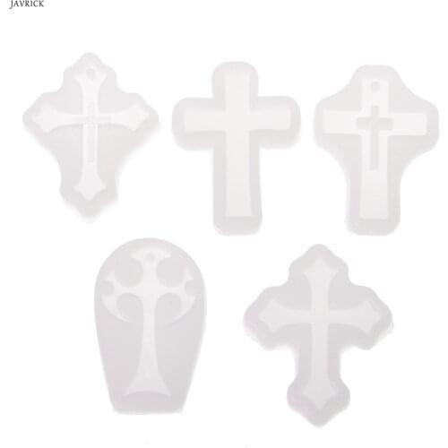 JAVRICK 5PCS Cross Silicone Resin Mold For Jewelry Making Casting Mould Craft DIY Tools