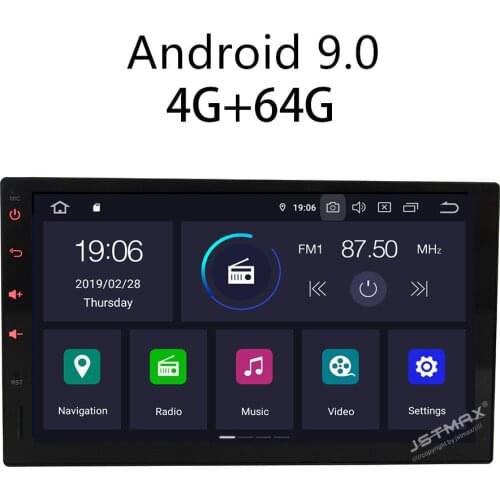 JSTMAX 2 Din 7'' Android 9.0 ISP Screen Universal Car Radio Stereo Player GPS Navigation DAB+ Bluetooth FM WIFI USB NO DVD