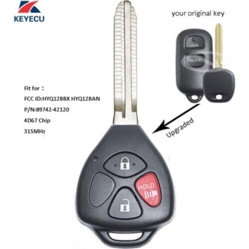 KEYECU Replacement Upgraded Remote Key Fob 3 Button for Toyota Tundra Echo 2004 - 2006 - HYQ12BBX HYQ12BAN HYQ1512Y