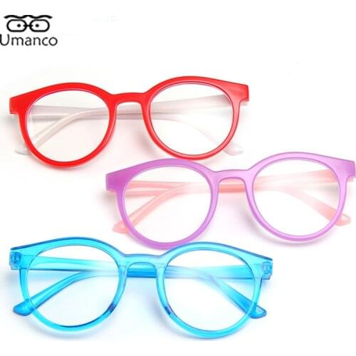 Round Anti Blue LIght Glasses For Children No Diopter Boys Girls Computer Internet Phone Eyeglasses Lightly Frame AC Lens Gift