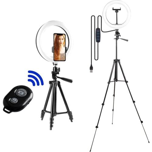 Anillo de luz redondo con trípode para fotografía, lámpara Led para teléfono, vídeo, estudio fotográfico, Selfie