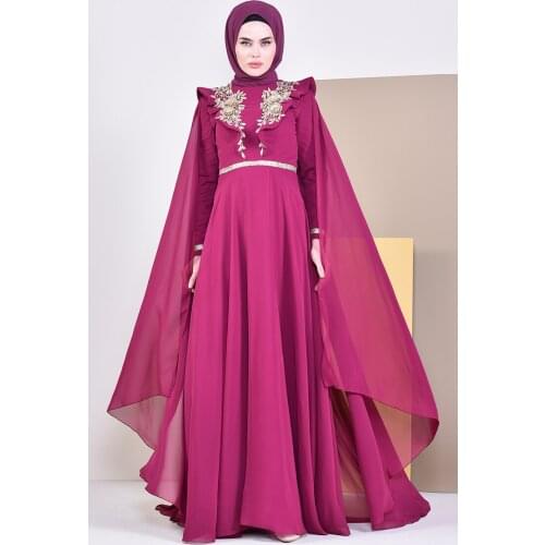 Minahill Lace Detailed Evening Dress 8649-05 Plum 8649-05