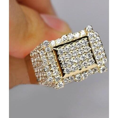 Fashion golden jewelry engagement rings for women wedding Anniversary promise ring for couples for men luxury ring Size 6-10