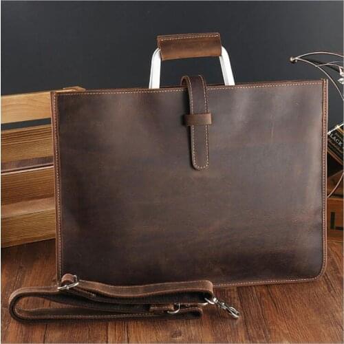 MAHEU High Fashion Luxury Clutch Bag Mens A4 File Document Purse Wallet Top Layer Ipad Leather Business Bag Briefcase Cowkskin