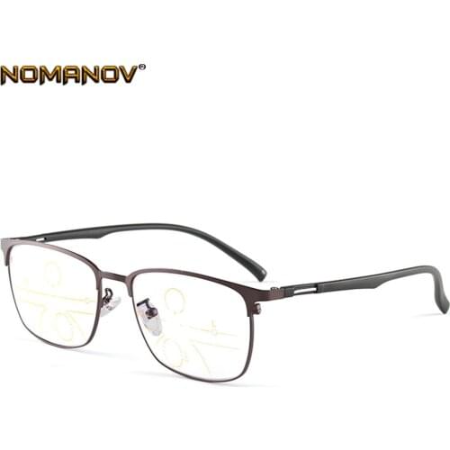 Full-rim Large Frame See Far And Near Progressive Multifocal Anti-blue Light Reading Glasses +0.75 +1.25 +1.5 +2 +1.75 To +4