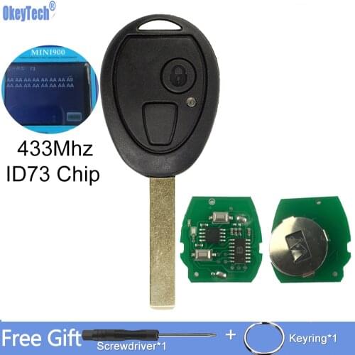 OkeyTech Remote Smart Car Key 315/433Mhz ID73 Chip For BMW Mini for Cooper 2002 2003 2004 2005 R50 MG ZT ZR ZS Rover 75 2 Button