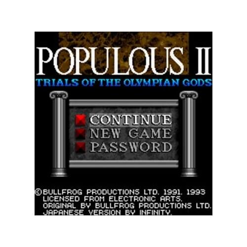 Populous II - Trials of the Olympian Gods 16 bit Big Gray Game Card For NTSC Game Player Drop Shipping