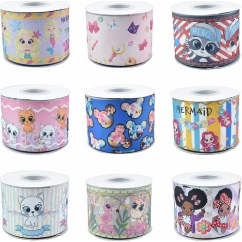 22MM 25MM 38MM 50MM 75mm Printed Pattern on Grosgrain Ribbon for diy ribbon