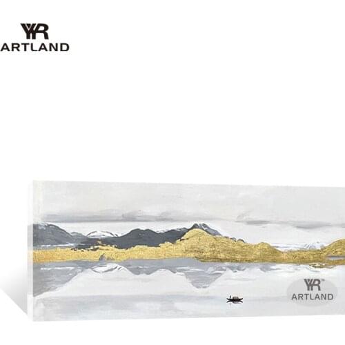 Nordic simple abstract painting handmade oil paintings on canvas gold mountains wall art picture for living room bedroom unframe