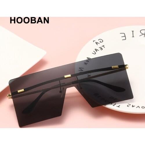Oversized Rimless Sunglasses Women Luxury Big Frameless Lady Sun Glasses Fashion Gradient Lens Eyeglasses Black Shades UV400