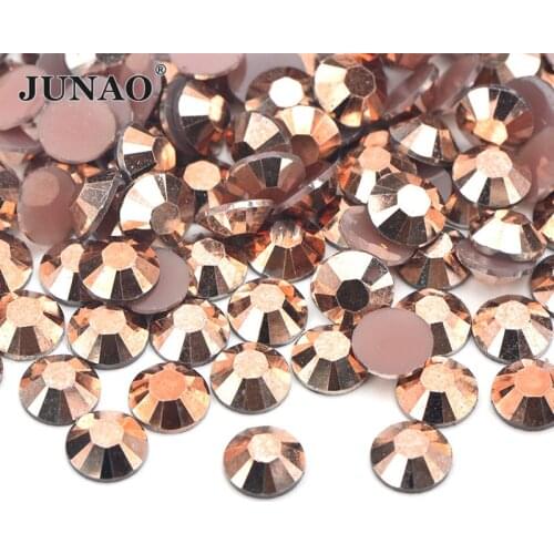 JUNAO 2 3 4 5 6mm Rose Gold Nail Rhinestones Resin Crystal Stickers Flat Back Glitter Strass Diamond Nail Art Decoration